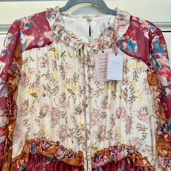 Dainty Jewells Burgundy and Orange Floral Maxi Dress - Picture 3 of 4